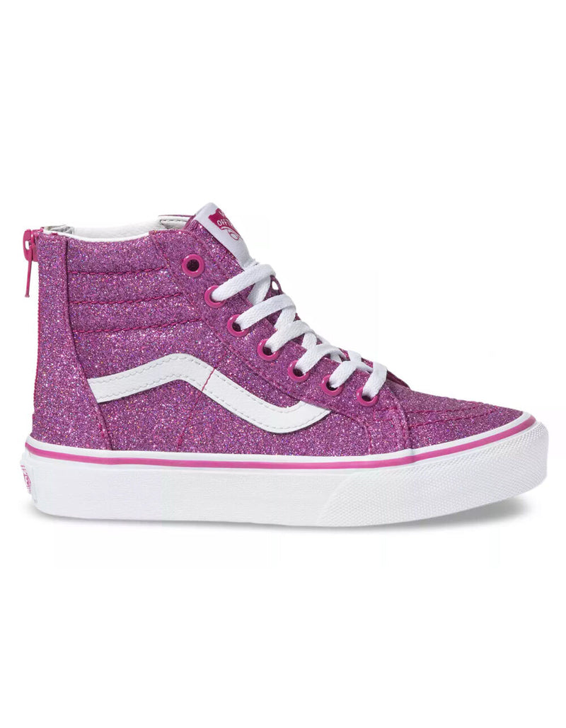 Vans Sk8 Hi Kids Zip Pink Sparkle Precision Skateshop