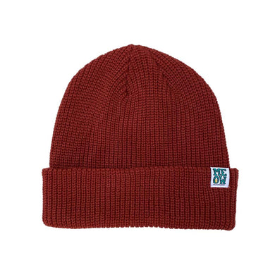 Meow Beanie Stacked Logo Maroon