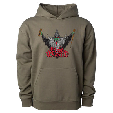 Blood Wizard Flying Wizard Hoodie Olive
