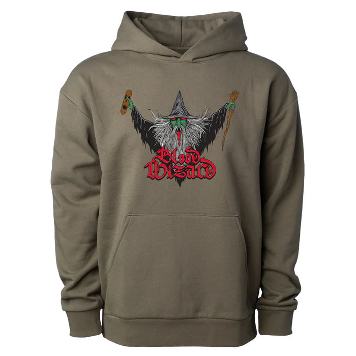 Blood Wizard Flying Wizard Hoodie Olive