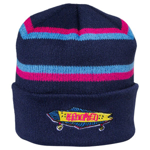 Krooked Beanie Bored Cuff Navy Blue Magenta