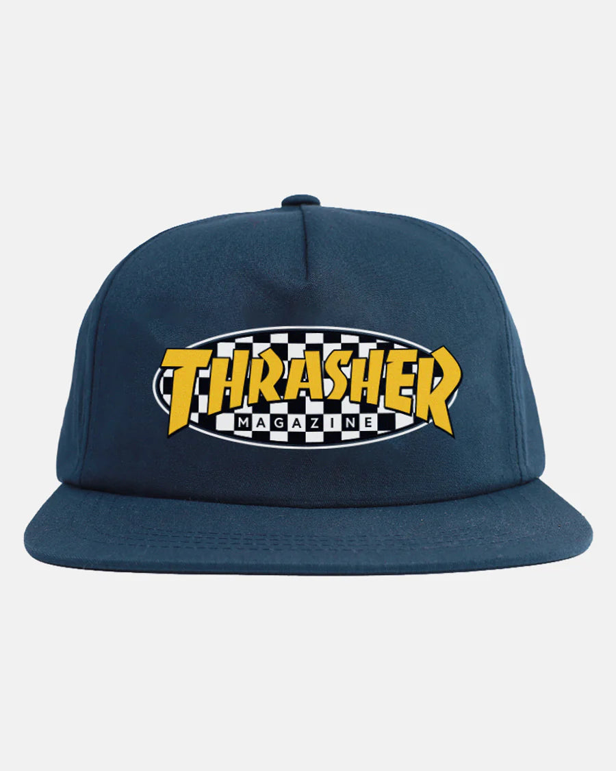 Thrasher Hat Checkered Oval Navy Adj