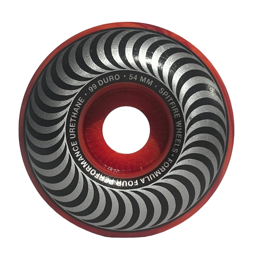 Spitfire Wheels 54mm Classics Silver Red/Orange Swirl 99a