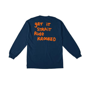 Krooked Long Sleeve Strait Eyes Navy Orange