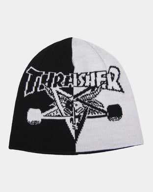 Thrasher Beanie Skategoat Split Skully Black White