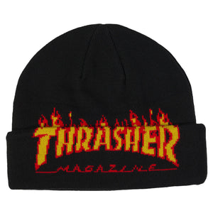 Thrasher Beanie Flame Fold Black