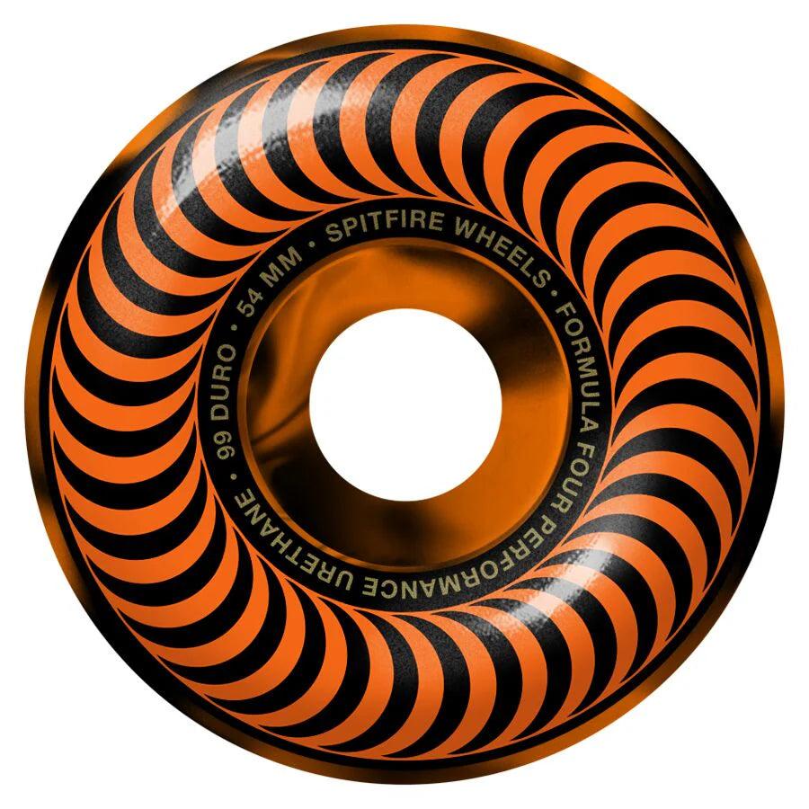 Spitfire Wheels 54mm Black Orange Swirl 99a Formula4