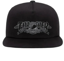 Load image into Gallery viewer, Thrasher Hat Anti Hero Banner Snapback Black