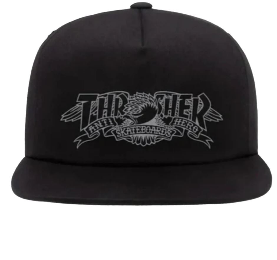 Thrasher Hat Anti Hero Banner Snapback Black