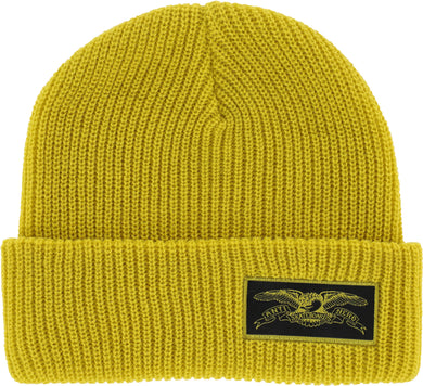 Anti Hero Beanie Stock Eagle Label Cuff Yellow Black