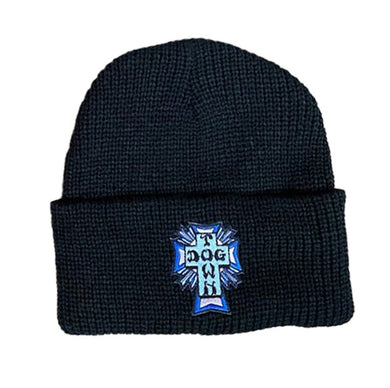 Dogtown Beanie Blue Cross Patch Black