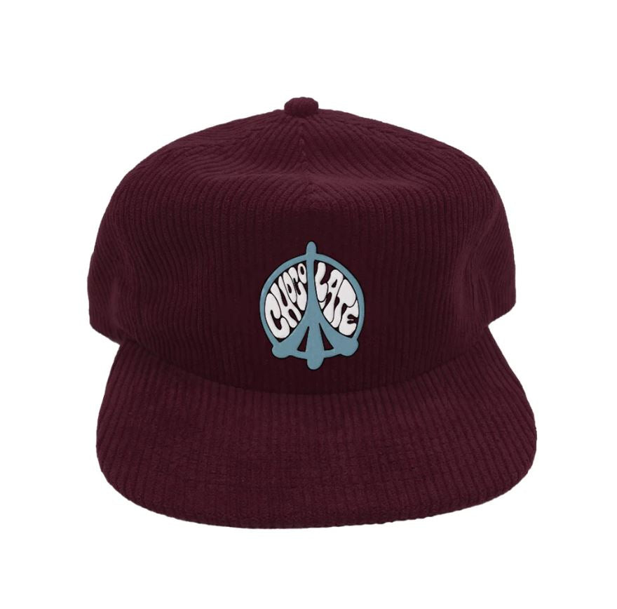 Chocolate Hat Corduroy Peace Burgundy Snapback