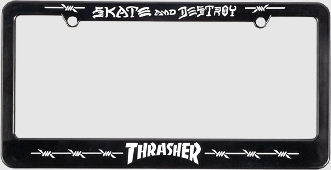 Thrasher Barbed Wire License Plate Holder Black