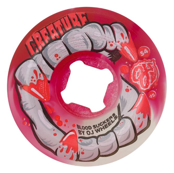 Slime Ball x Creature Wheels 54mm DNA Curbsuckers Bloodsuckers Red Clear Swirl 95a