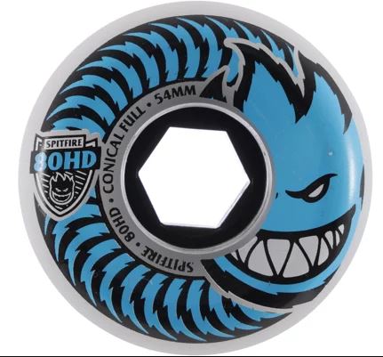 Spitfire Wheels 54mm 80HD Clear/Blue Conical Full