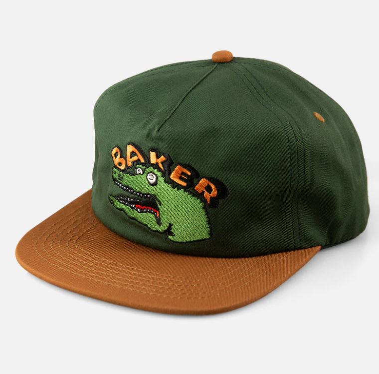 Baker Hat Croc Pot Green Tan Snapback