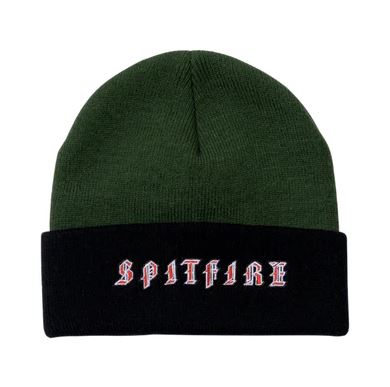 Spitfire Beanie Old E Cuff Black/Dark Green