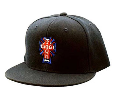 Dogtown Hat Cross Snapback Black Red White and Blue