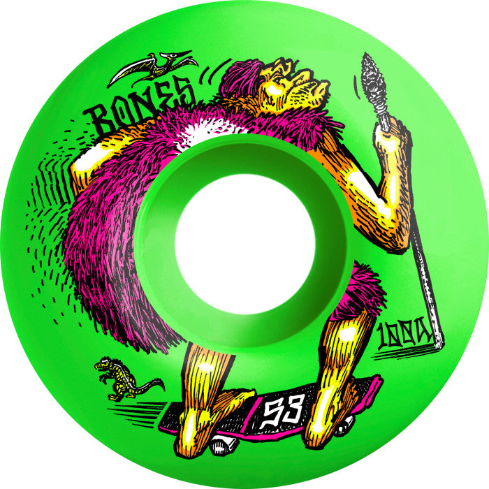 Bones 100's 53mm V4 Wide Neonderthal Green