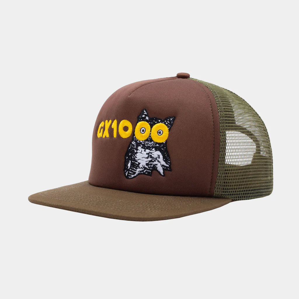 GX1000 Owl Trucker Hat Brown Green