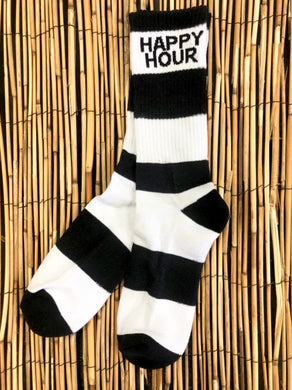 Happy Hour Socks Stripes Black White