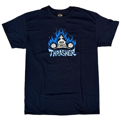 Thrasher Tee Who Cares By Neckface Navy