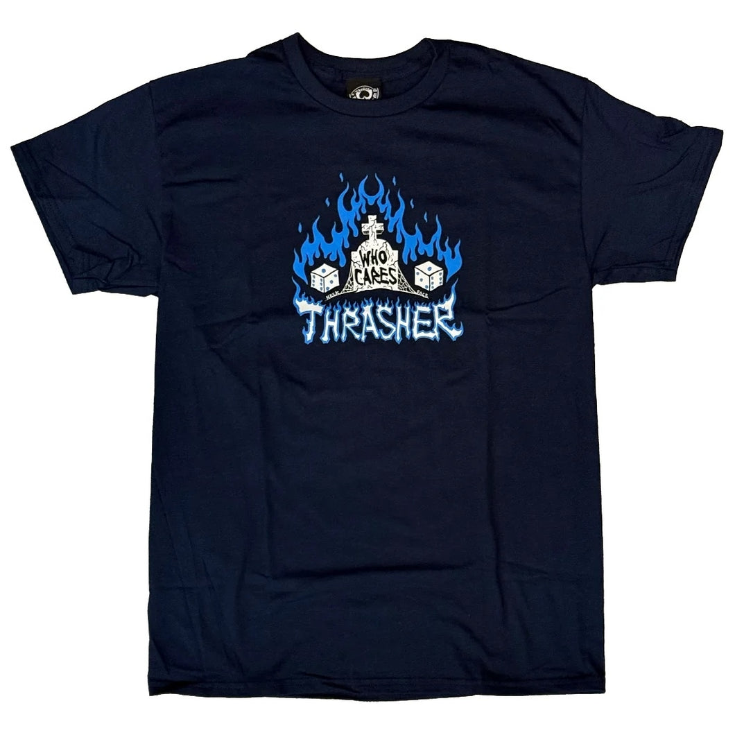 Thrasher Tee Who Cares By Neckface Navy