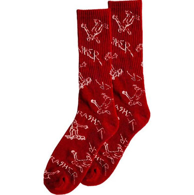 Thrasher Socks Gonz Logo Pattern Red/White