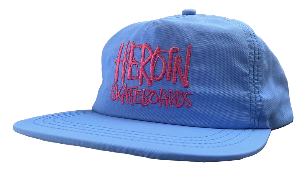 Heroin Hat Script Blue Pink Nylon Snapback