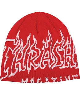 Thrasher Beanie Fire Outlined Skully Red