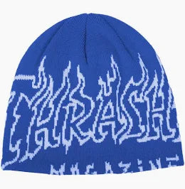 Thrasher Beanie Fire Outlined Skully Blue