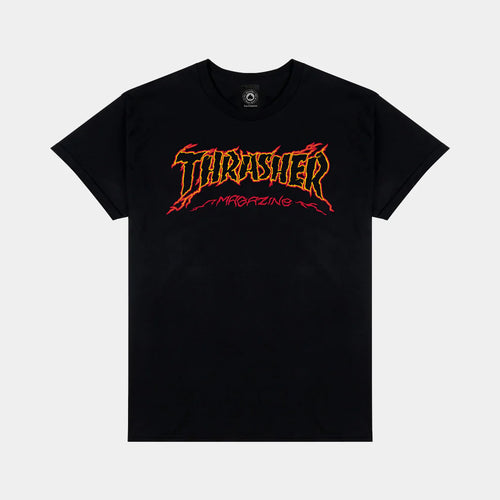 Thrasher Tee Cracked By Exteenager Black