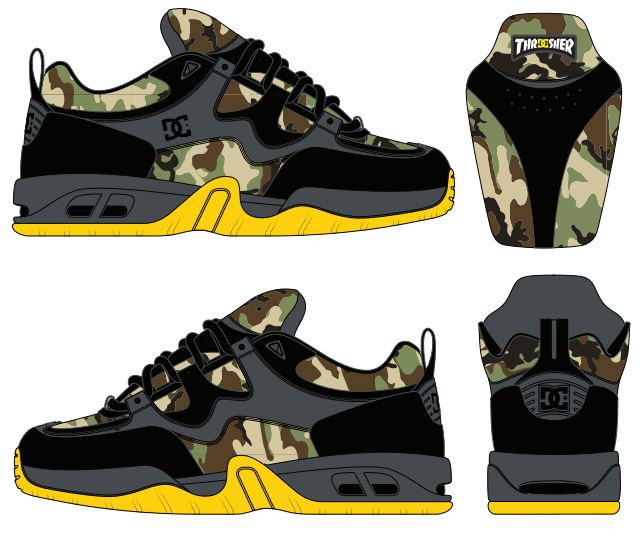 DC Truth X Thrasher Black Camo Yellow