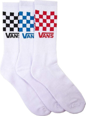 Vans Socks Classic Check Crew White/Red/Blue 3 Pack