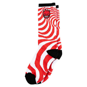 Spitfire Socks Bighead Fill Embroidered Swirl White/Red/Black Youth