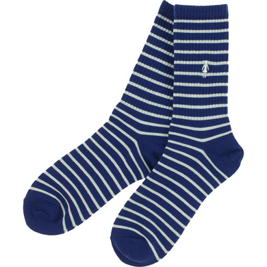 Girl Socks Striped Navy/White