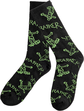 Thrasher Socks Gonz Logo Pattern Black Green