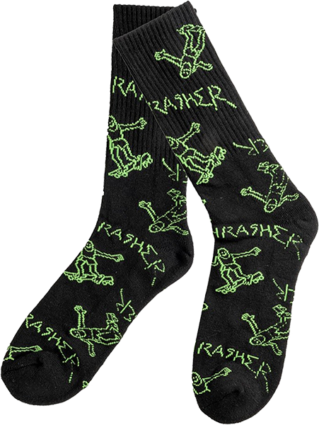 Thrasher Socks Gonz Logo Pattern Black Green