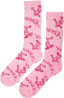 Thrasher Socks Gonz Logo Pattern Light Pink