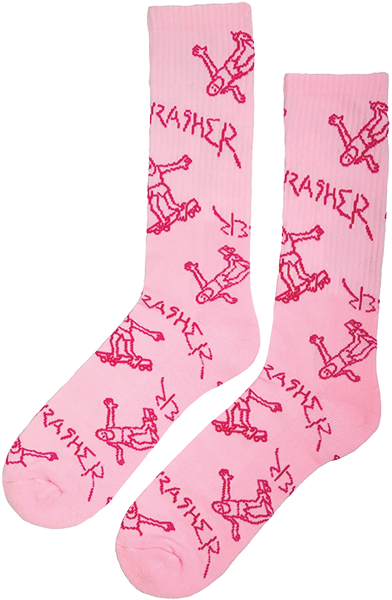 Thrasher Socks Gonz Logo Pattern Light Pink
