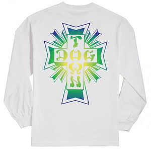 Dogtown Long Sleeve Tee Cross Logo White Color Fade