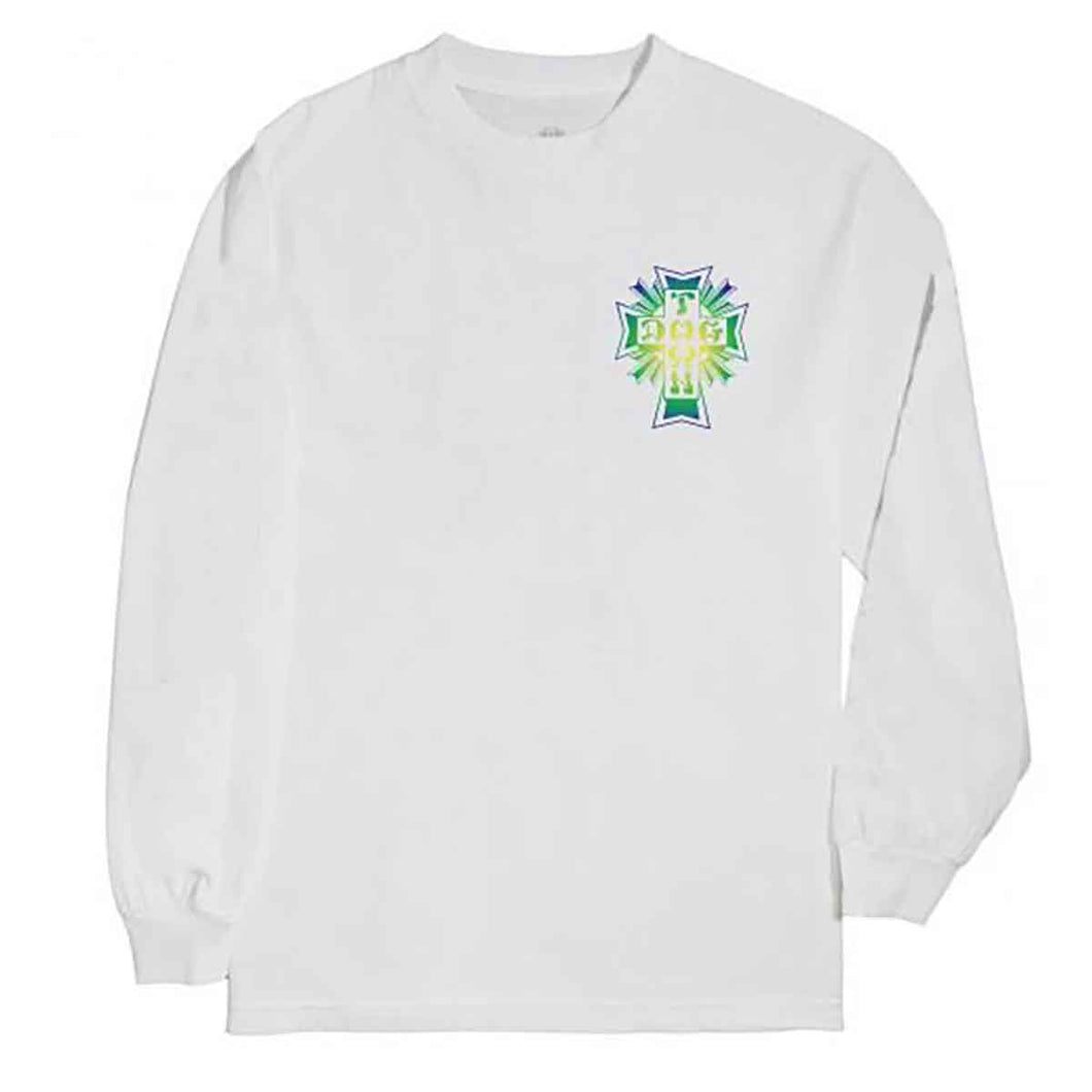 Dogtown Long Sleeve Tee Cross Logo White Color Fade