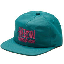 Load image into Gallery viewer, Heroin Hat Script Nylon Snapback Turqoise