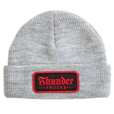Thunder Beanie Script Patch Cuff Beanie Grey