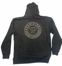 Load image into Gallery viewer, Precision Hoodie Black Mosaic Pigeon and Circle P