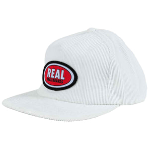 Real Hat Oval Patch Snapback White Red