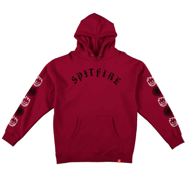 Spitfire Youth Hoodie Old E Combo Sleeve Maroon