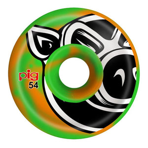 Pig Wheels 54mm Pig Head Green/Orange Swirl C-Line