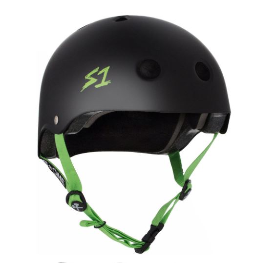 S-One Helmet Lifer Black Matte Bright Green Strap