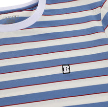 Load image into Gallery viewer, Baker Tee Stripe Capital B White/Blue